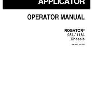 Ag-Chem 984, 1184 Applicator Operators Manual - Image 1