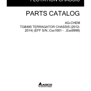 Ag-Chem TG8400 TerraGator Chassis Parts Catalog Manual (2012 - 2014) (SN ..cxx1001 - ..EXX9999) - Image 1