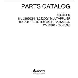 New Leader L3020G4, L3220G4 Multapplier RoGator System Parts Catalog Manual (2011 - 2012) (SN WXX1001 - CXX9999)