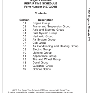 Ag-Chem 1396 RoGator Chassis Repair Time Schedule Manual