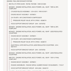 Ag-Chem RG700, RG700B RoGator Chassis Parts Catalog Manual (2014 - 2020) (SN ..EXXX1001 - ..LXXX9999) - Image 1