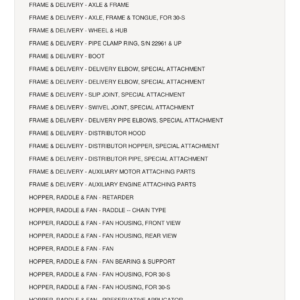 AGCO Allis 30-L, 30-S, 480, 660-S Forage Blower Parts Catalog Manual
