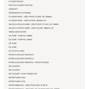 AGCO Allis WC, WF Tractor and W201 Power Unit Parts Catalog Manual - Image 1