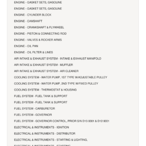 AGCO Allis D10, D12 Tractor Parts Catalog Manual - Image 1