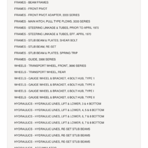 AGCO Allis 2000, 3000 Semi-Mounted and 2500 Wheel Type Moldboard Plow Parts Catalog Manual