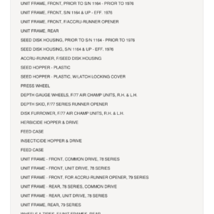 AGCO Allis 77, 78, 79 Series Air Type Planter Parts Catalog Manual - Image 1