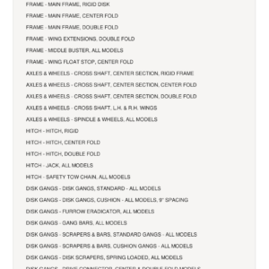 AGCO Allis 2500 Disk Harrow - All and 2600 Disk Harrow Parts Catalog Manual (SN 4601 and Up)