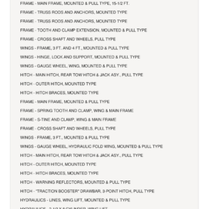 AGCO Allis 1000, 1200, 1250, 1300, 1350 Field Cultivator Parts Catalog Manual