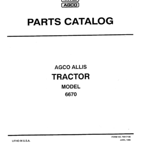 AGCO Allis 6670 Tractor Parts Catalog Manual - Image 1