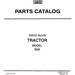 Allis-Chalmers 7600 Tractor Parts Catalog Manual