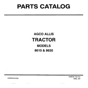 Allis-Chalmers 8610, 8630 Tractor Parts Catalog Manual
