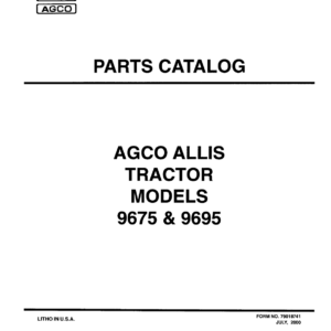 AGCO Allis 9675, 9695 Tractor Parts Catalog Manual - Image 1