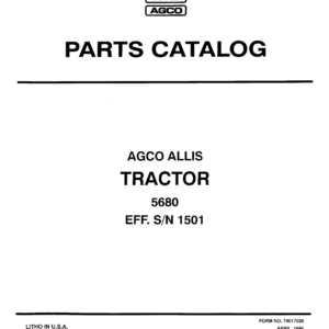 AGCO Allis 5680 Tractor Parts Catalog Manual