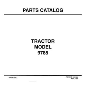AGCO Allis 9785 Tractor Parts Catalog Manual (Before "K" SN Prefix) - Image 1