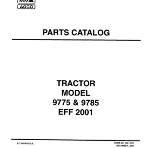 AGCO Allis 9775, 9785 Tractor Parts Catalog Manual (From "K" SN Prefix) - Image 1