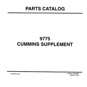 AGCO Allis 9775 Cummins Engine Supplement Parts Catalog Manual (From "K" SN Prefix) - Image 1