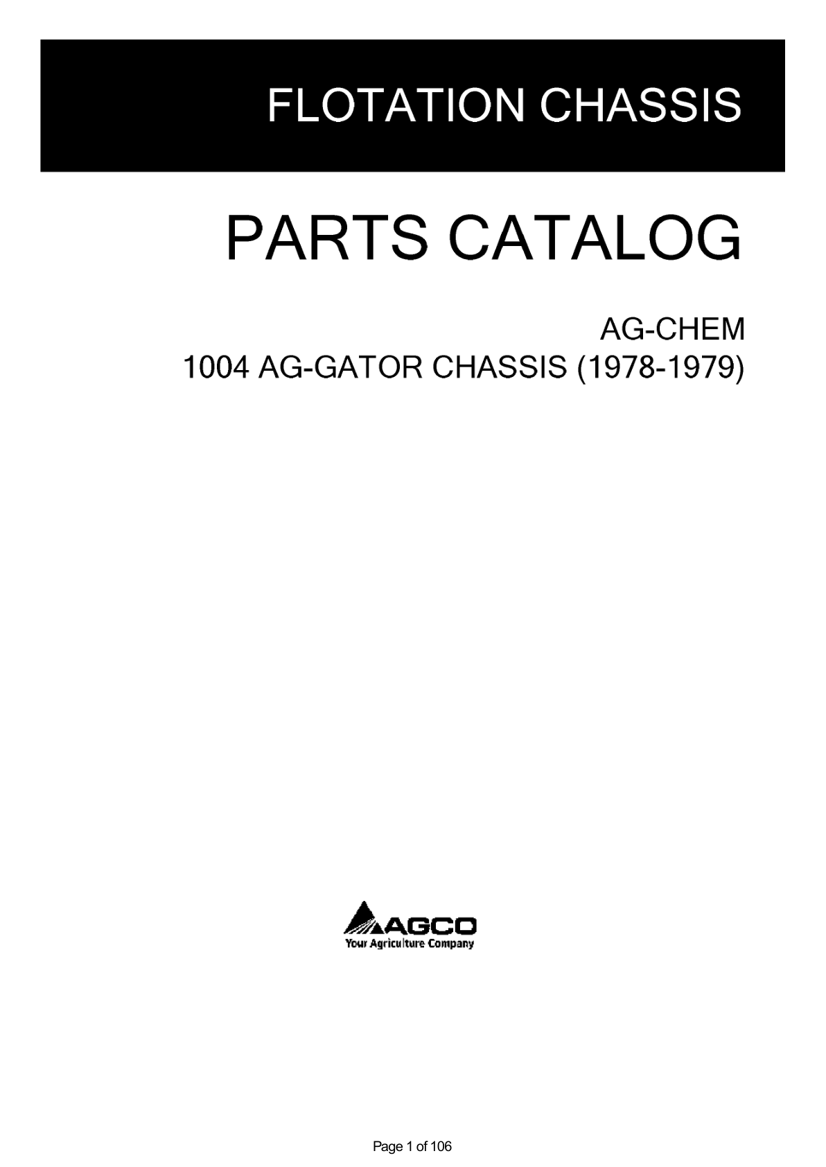 Ag-Chem 1004 Ag-Gator Chassis Parts Catalog Manual