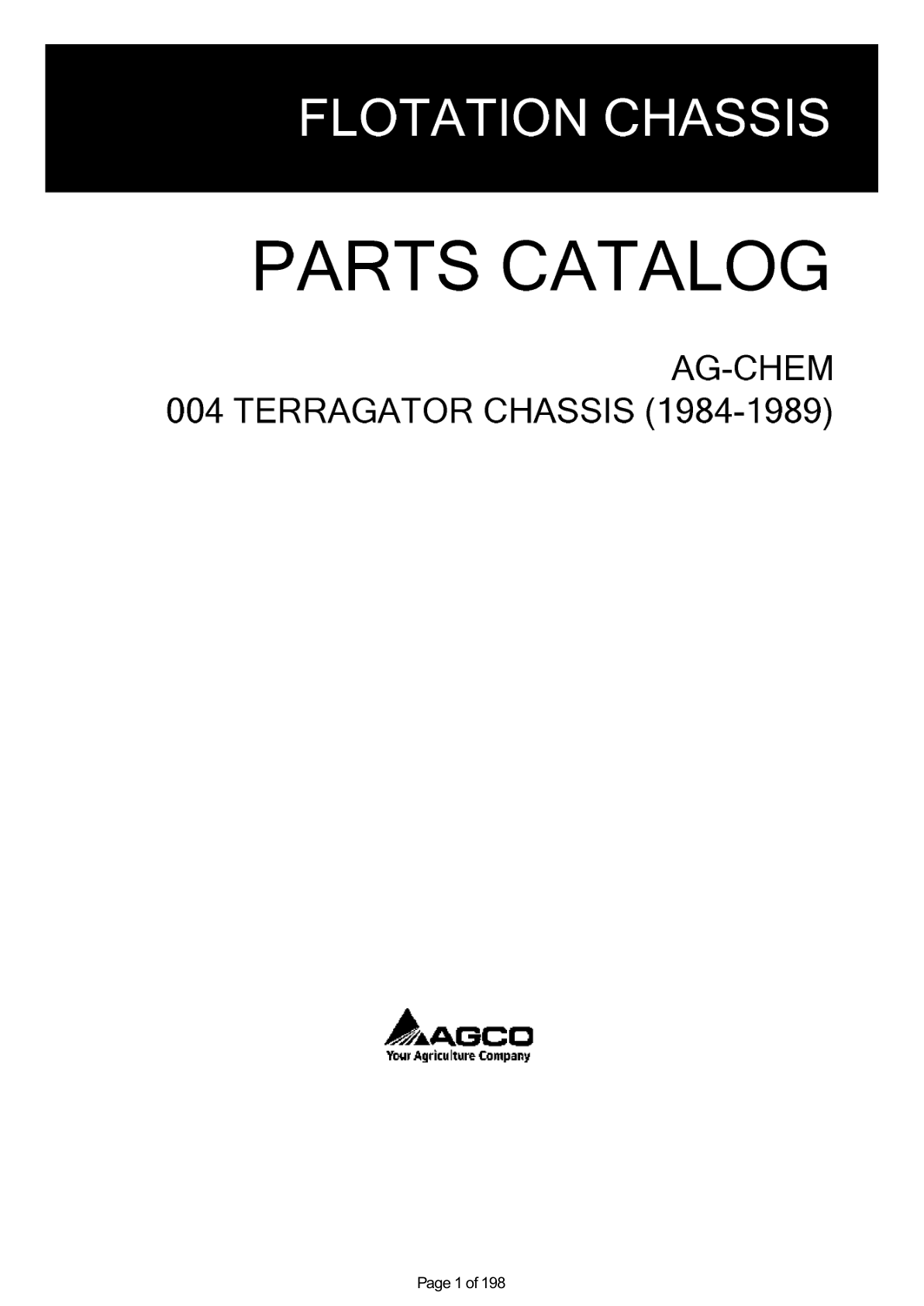Ag-Chem 004 TerraGator Chassis Parts Catalog Manual