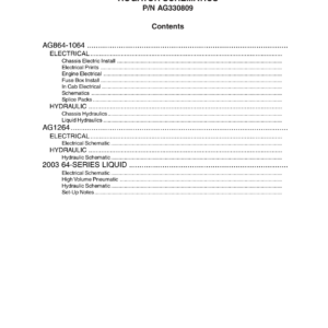 Ag-Chem 864, 1064, 1264 (2003 - 64 Series) RoGator Electrical & Hydraulic Schematics Manual - Image 1