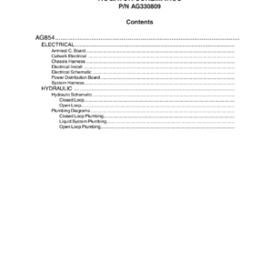 Ag-Chem 854 RoGator Electrical & Hydraulic Schematics Manual - Image 1