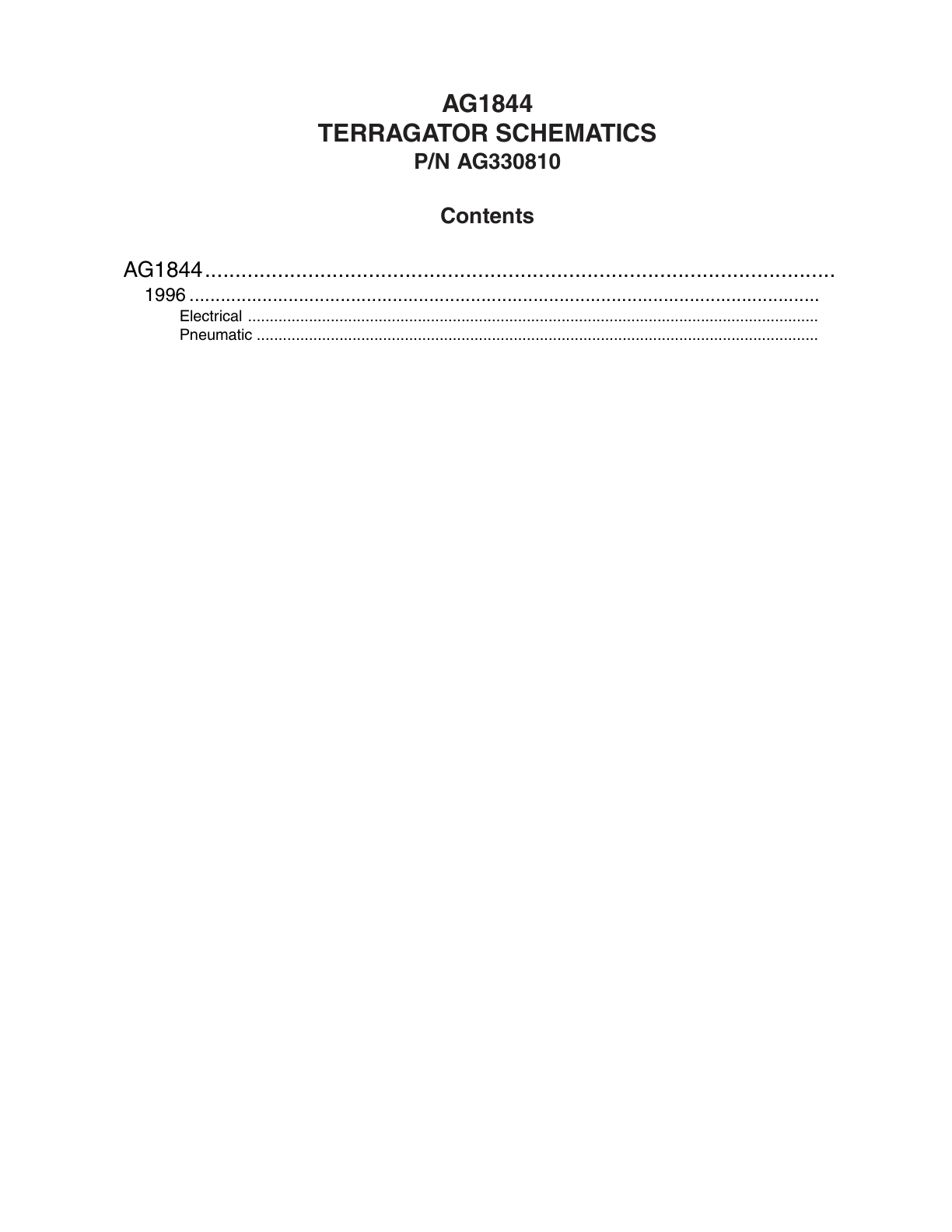 AG Chem 1844 TerraGator Electrical Schematics Manual