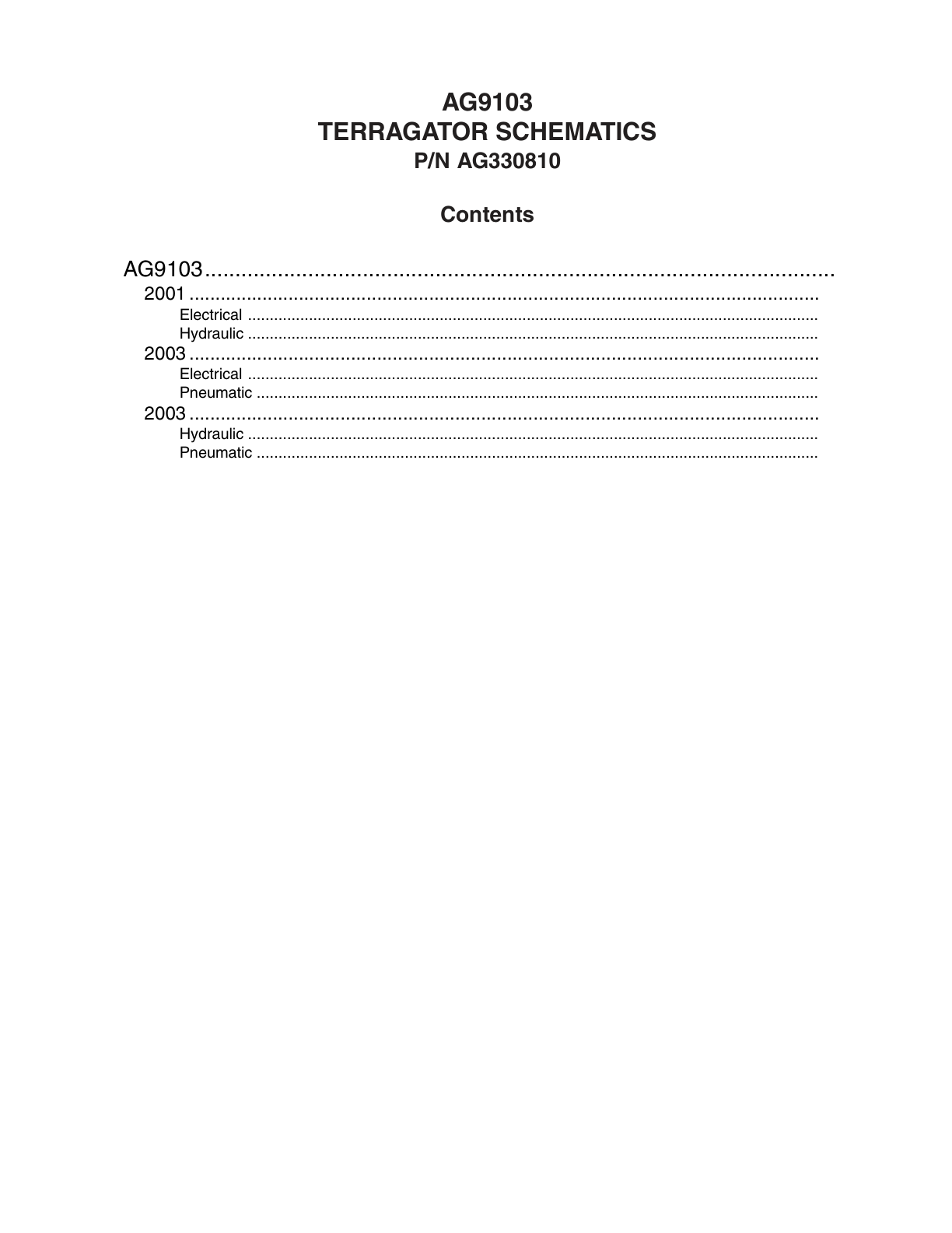 AG Chem 9103 TerraGator Electrical Schematics Manual