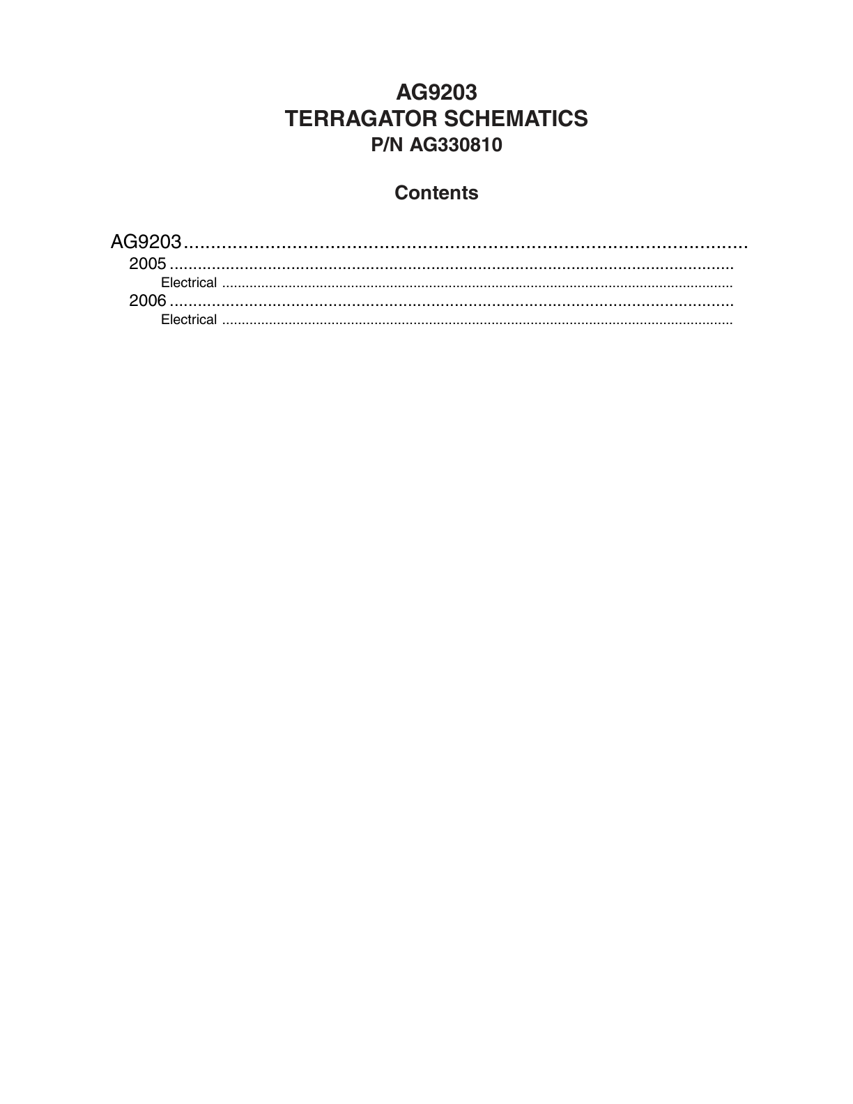 AG Chem 9203 TerraGator Electrical Schematics Manual