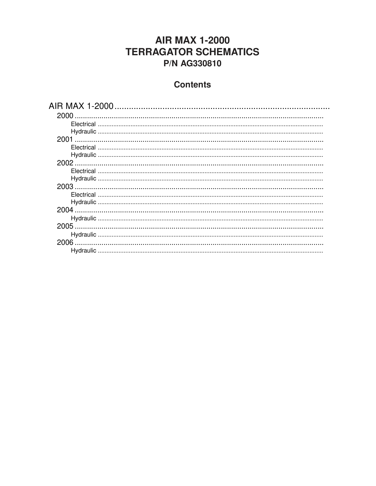AG Chem AIR MAX 1 TerraGator Electrical Schematics Manual