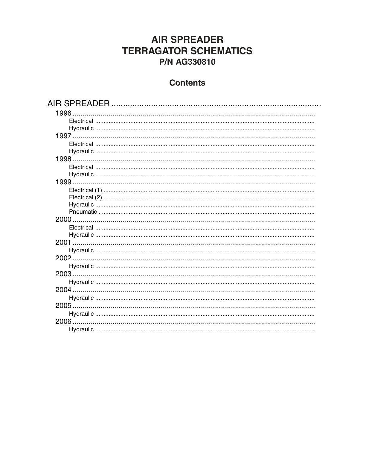 AG Chem AIR Spreader TerraGator Electrical Schematics Manual