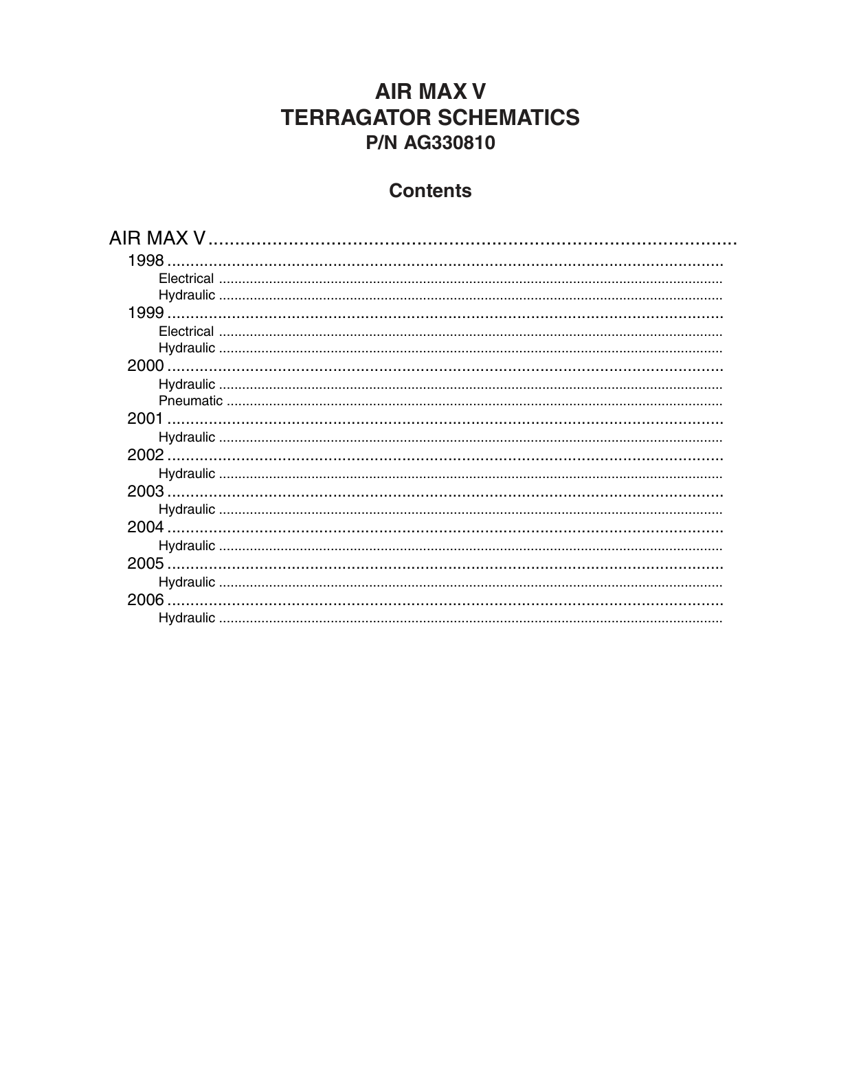 AG Chem AIR MAX V TerraGator Electrical Schematics Manual