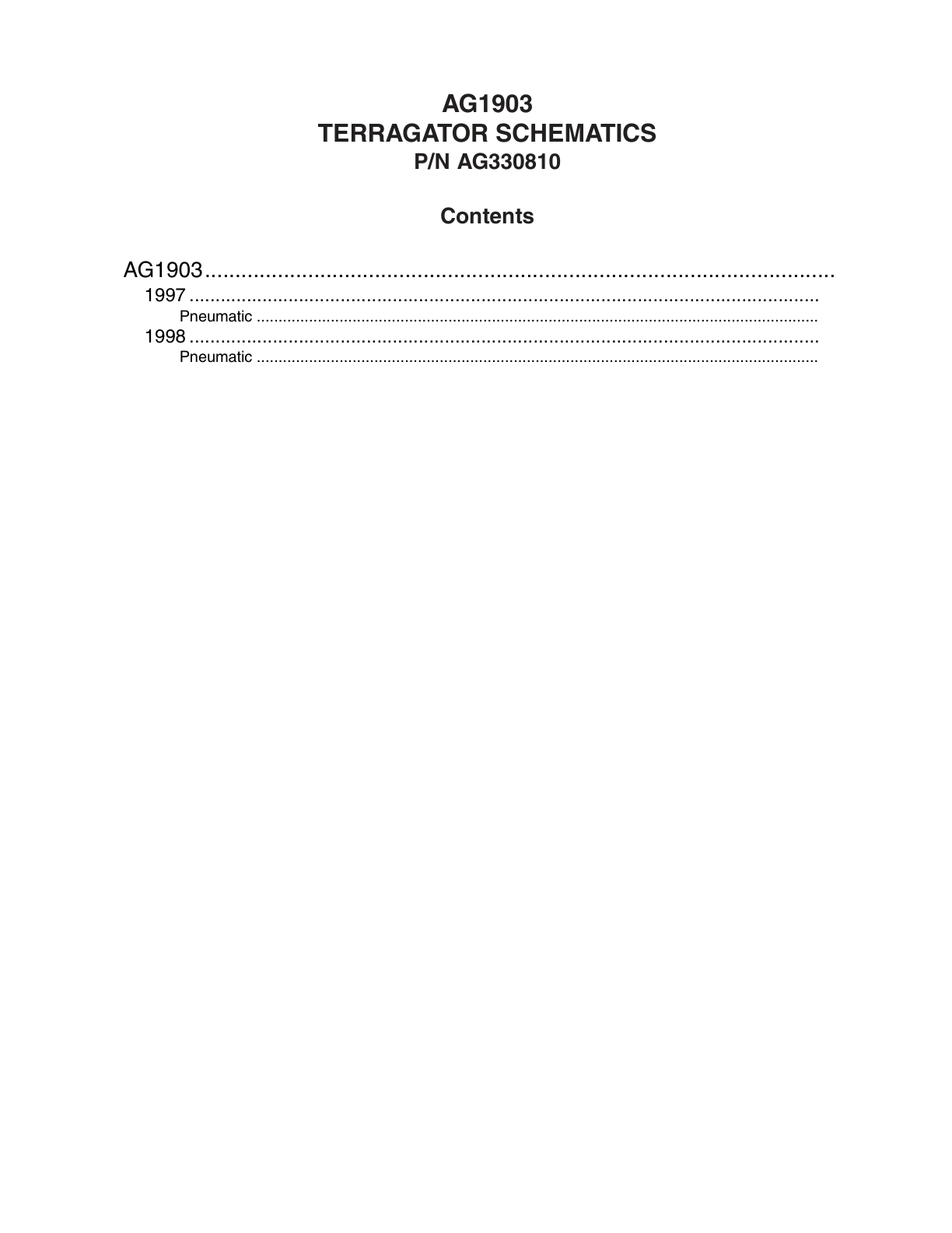 AG Chem 1903 TerraGator Electrical Schematics Manual