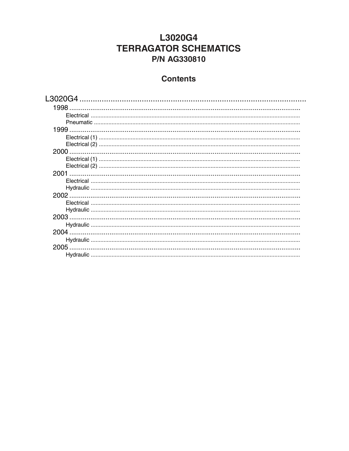 AG Chem L3020G TerraGator Electrical Schematics Manual