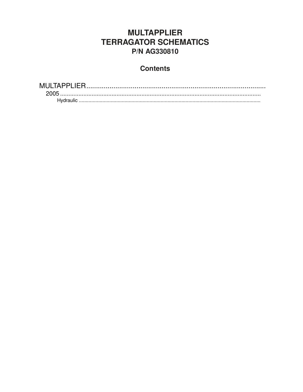 AG Chem MULTAPPLIER TerraGator Electrical Schematics Manual