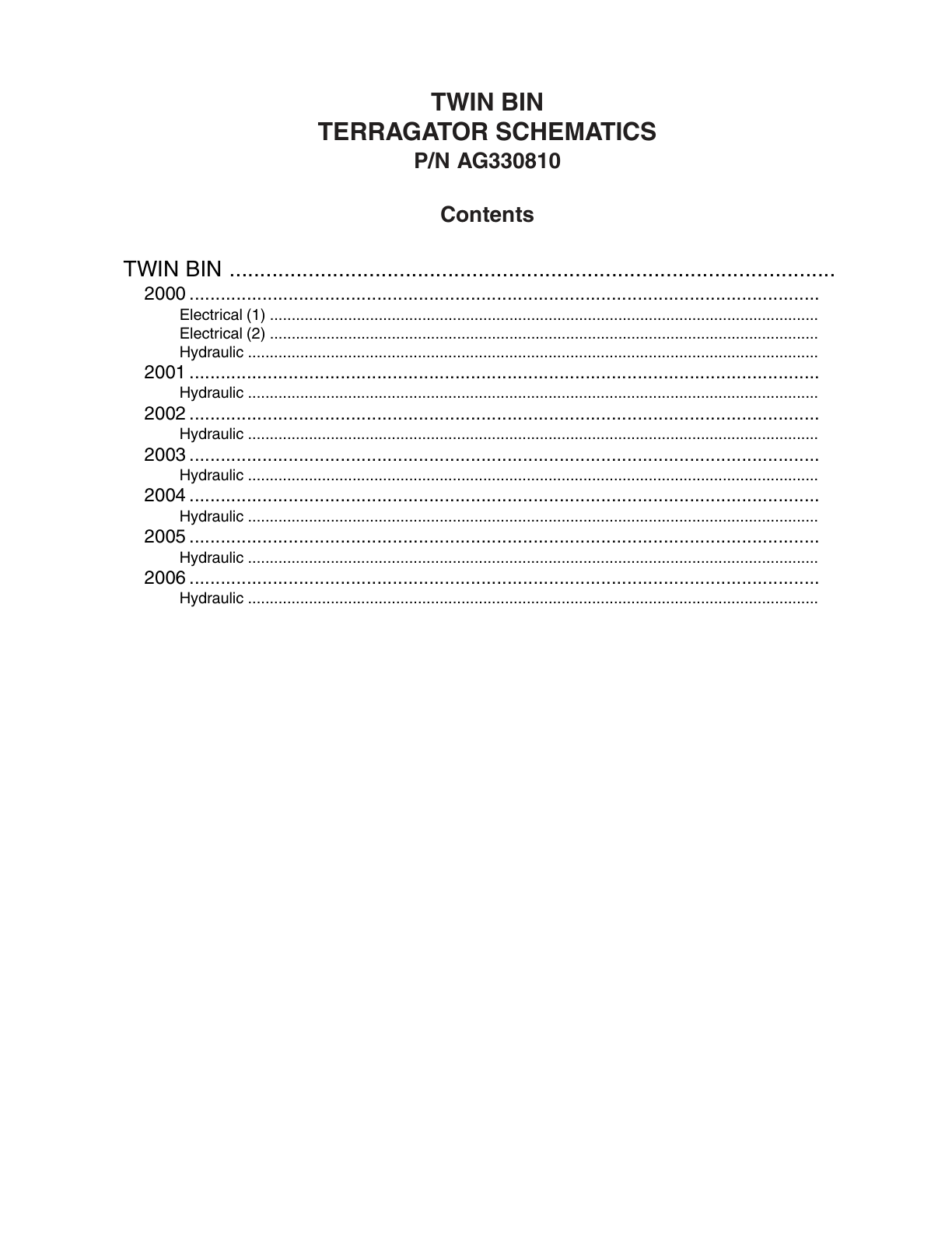 AG Chem Twin BIN TerraGator Electrical Schematics Manual
