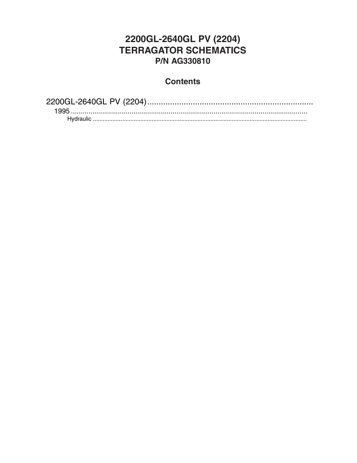 AG Chem 220GL & 260GL PV (2204) TerraGator Electrical Schematics Manual