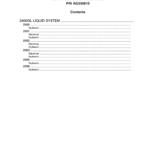 AG Chem 2400GL Liquid System TerraGator Electrical Schematics Manual