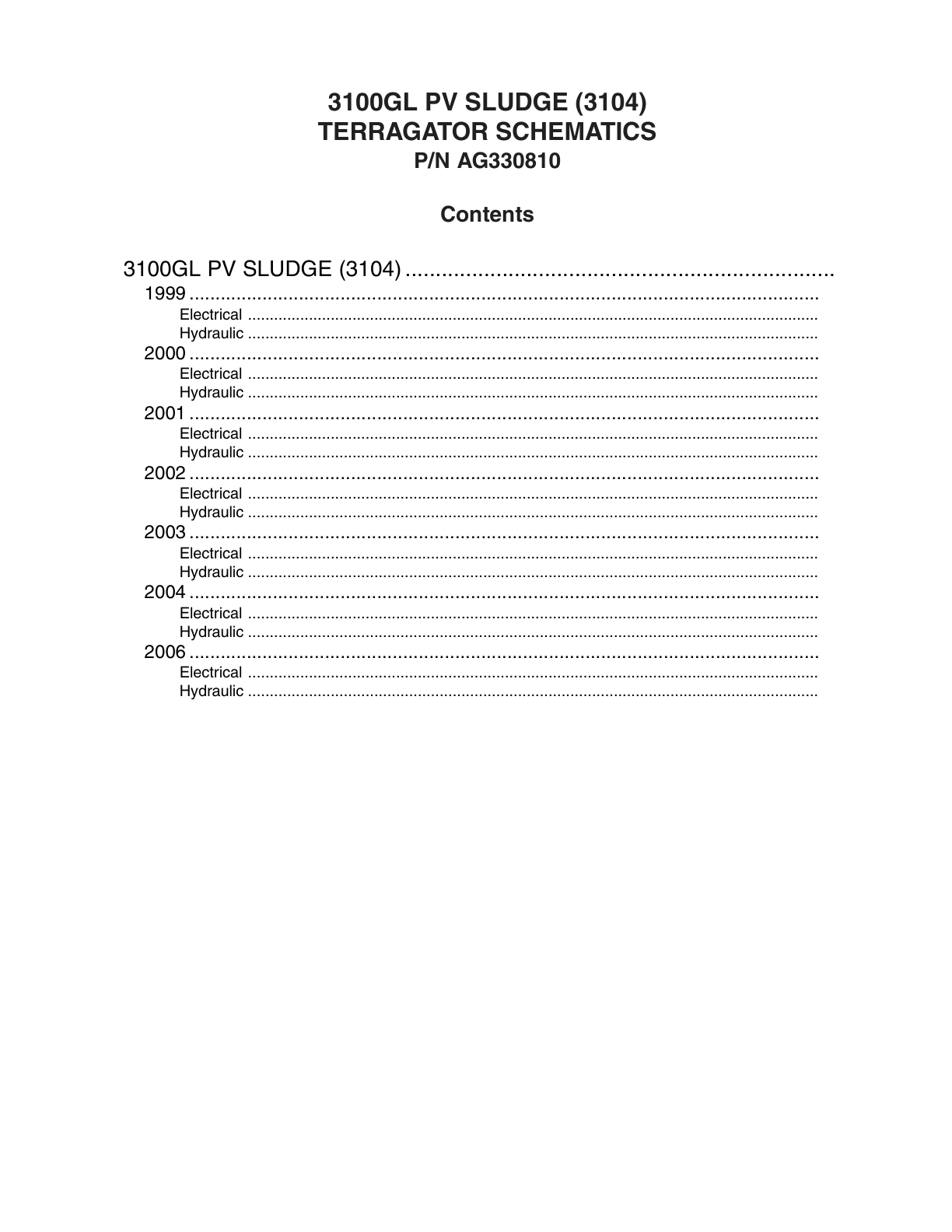 AG Chem 310GL PV Sludge (3104) TerraGator Electrical Schematics Manual