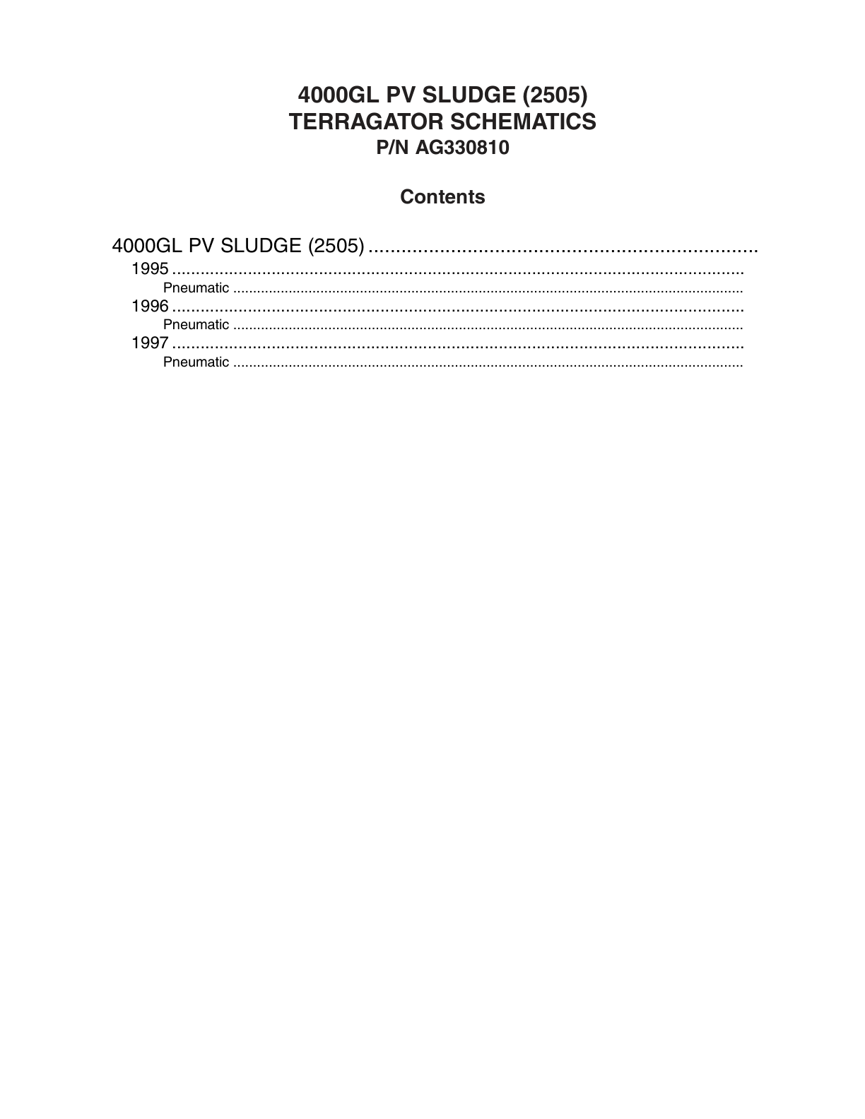 AG Chem 4000GL PV Sludge (2505) TerraGator Electrical Schematics Manual