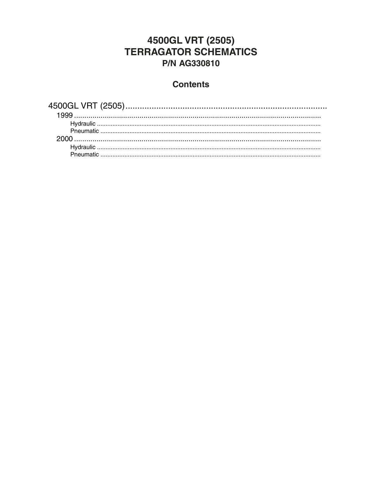 AG Chem 4500GL Liquid System TerraGator Electrical Schematics Manual