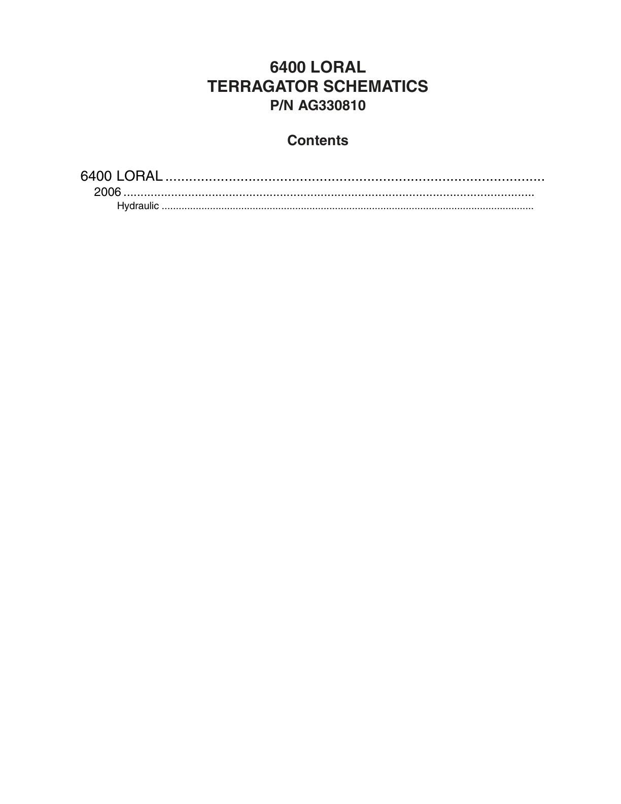AG Chem 6400 LORAL TerraGator Electrical Schematics Manual