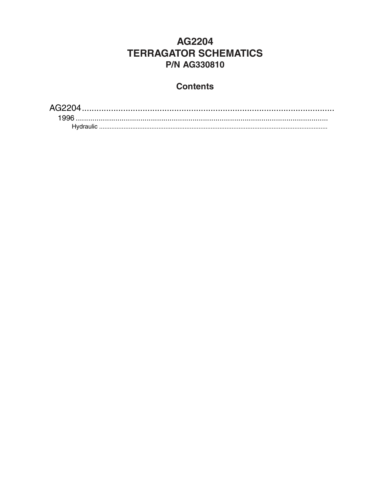 AG Chem 2204 TerraGator Electrical Schematics Manual