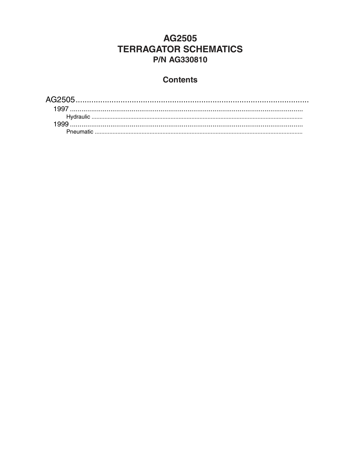 AG Chem 2505 TerraGator Electrical Schematics Manual