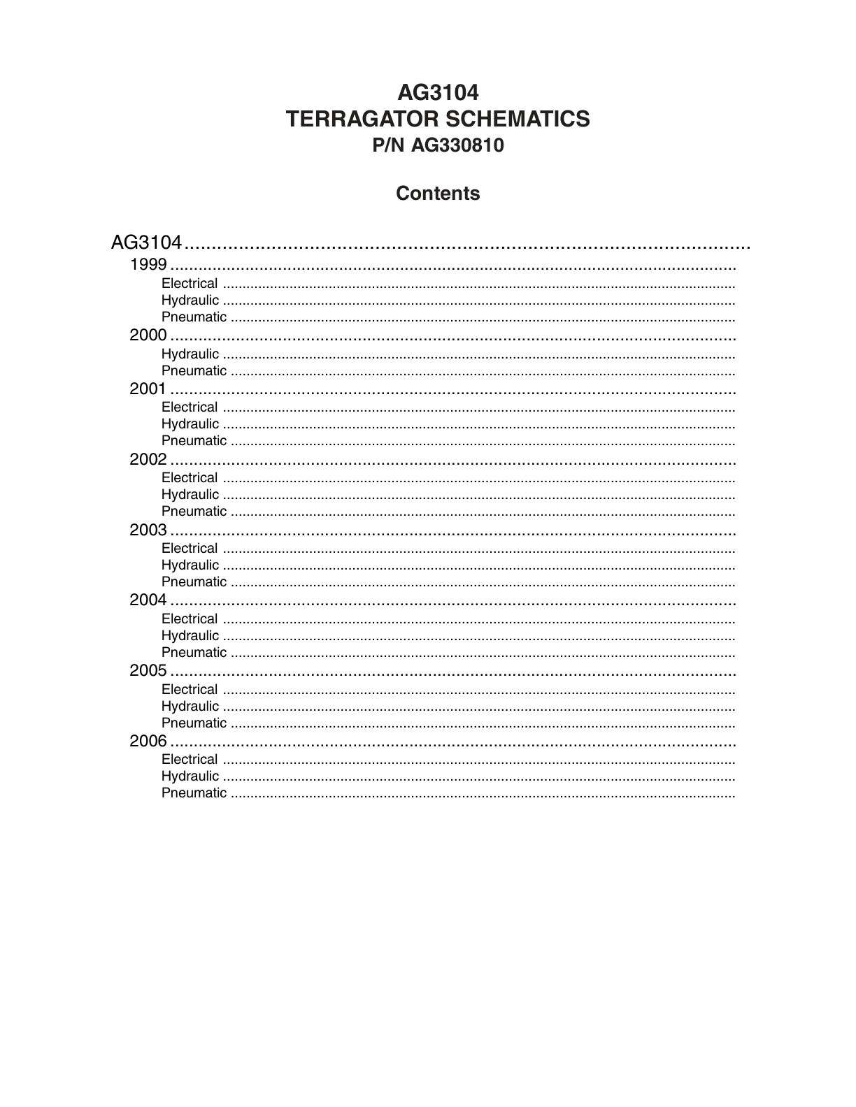 AG Chem 3104 TerraGator Electrical Schematics Manual