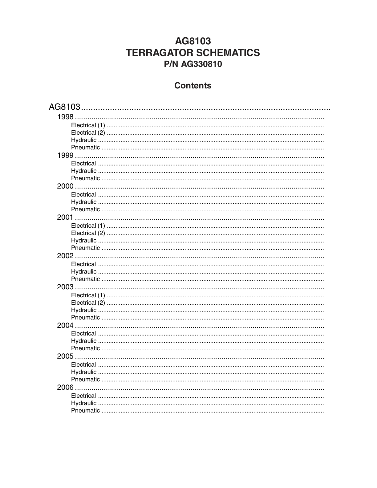 AG Chem 8103 TerraGator Electrical Schematics Manual