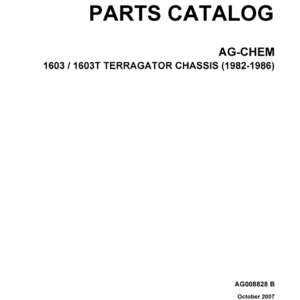 Ag-Chem 1603, 1603T TerraGator Chassis Parts Catalog Manual (1982 - 1986) - Image 1