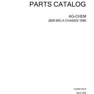Ag-Chem 2800 Big A Chassis Parts Catalog Manual (1996) - Image 1