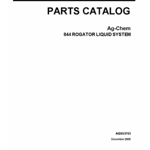 Ag-Chem 844 RoGator Liquid System Parts Catalog Manual - Image 1