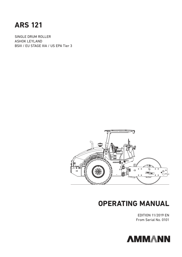 Ammann ARS 121 Soil Compactor Operation and Parts Manual Ammann ARS 121 Soil Compactor Operation and Parts Manual