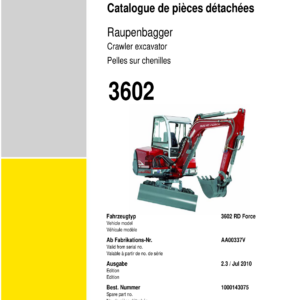 Wacker Neuson 2702, 2702 Force, 2902, 2902 Force, 3402, 3402 Force, 3602, 3602 Force Excavator Service Repair Manual