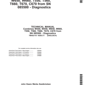 John Deere W540, W550, W560, W660, T550, T560, T660, T670, C670 Combine Service Repair Manual - Image 2